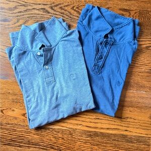 Men's Casual Polo Shirt Set - heathered blue and Blue